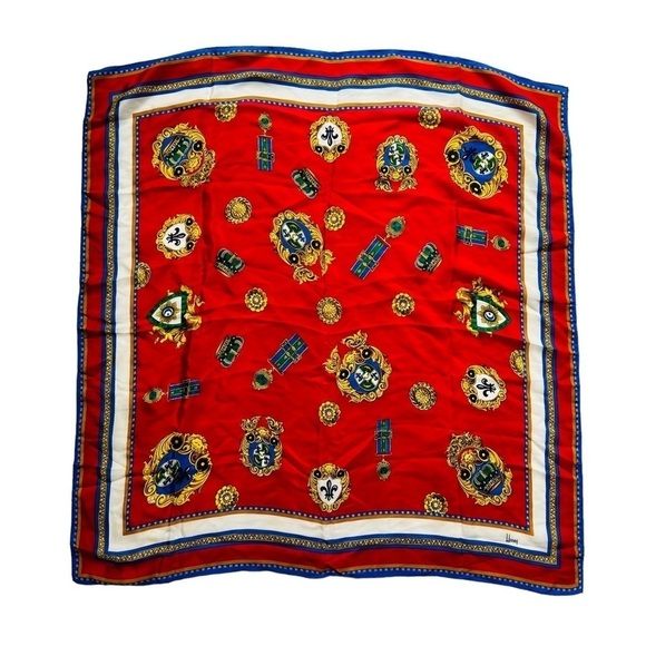 Vintage Honey Crest Motif Regal Silk Scarf - Picture 1 of 8